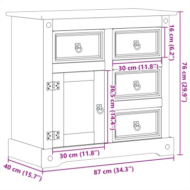 vidaXL Ντουλάπι Corona 80x40x75cm από Μασίφ Ξύλο Πεύκου 1 τεμ.
