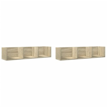 vidaXL Ντουλάπια Τοίχου 2 τεμ. Sonoma Δρυς 75x18x16,5cm Επεξ. Ξύλο