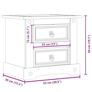 vidaXL Κομοδίνο Corona 53x39x50cm από Μασίφ Ξύλο Πεύκου 1 τεμ.