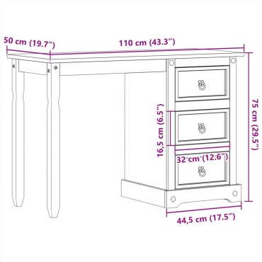 vidaXL Μπουντουάρ Corona 110x47x75cm από Μασίφ Ξύλο Πεύκου 1 τεμ.