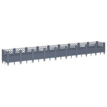 vidaXL Ζαρντινιέρα με Πασσάλους Μπλε Γκρι 363,5x43,5x43,5εκ. Πολυπροπυλένιο
