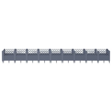 vidaXL Ζαρντινιέρα με Πασσάλους Μπλε Γκρι 363,5x43,5x43,5εκ. Πολυπροπυλένιο