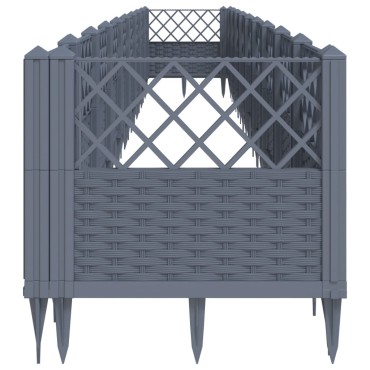 vidaXL Ζαρντινιέρα με Πασσάλους Μπλε Γκρι 363,5x43,5x43,5εκ. Πολυπροπυλένιο