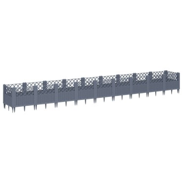 vidaXL Ζαρντινιέρα με Πασσάλους Μπλε Γκρι 363,5x43,5x43,5εκ. Πολυπροπυλένιο