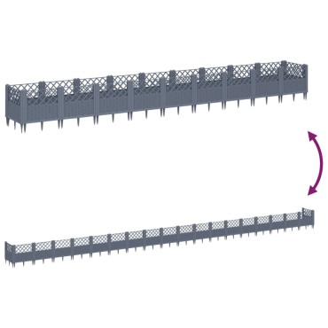 vidaXL Ζαρντινιέρα με Πασσάλους Μπλε Γκρι 363,5x43,5x43,5εκ. Πολυπροπυλένιο