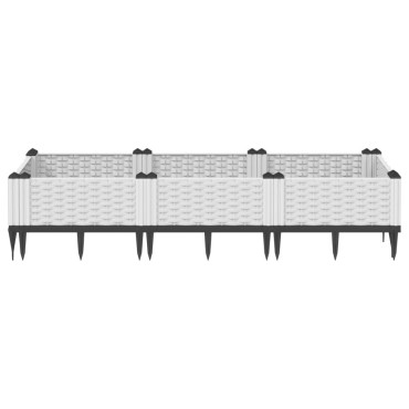 vidaXL Ζαρντινιέρα με Πασσάλους Λευκή 125x40x28,5 εκ. Πολυπροπυλένιο