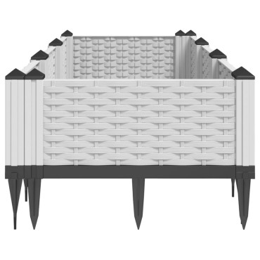 vidaXL Ζαρντινιέρα με Πασσάλους Λευκή 125x40x28,5 εκ. Πολυπροπυλένιο