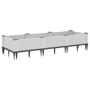 vidaXL Ζαρντινιέρα με Πασσάλους Λευκή 125x40x28,5 εκ. Πολυπροπυλένιο