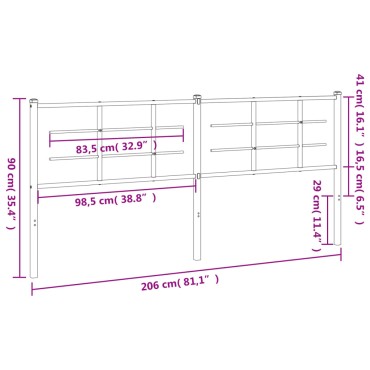 vidaXL Κεφαλάρι Μαύρο Μεταλλικό 206x3x90cm 1 τεμ.
