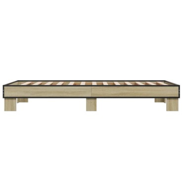 vidaXL Πλαίσιο Κρεβατιού Sonoma Δρυς 75 x 190 εκ. Επεξ. Ξύλο & Μέταλλο