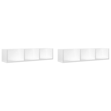 vidaXL Ντουλάπια Τοίχου 2 τεμ. Λευκά 75x18x16,5cm Επεξεργασμένο Ξύλο