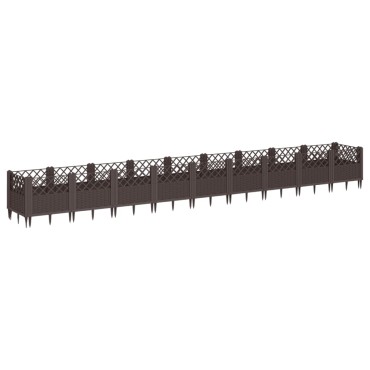 vidaXL Ζαρντινιέρα με Πασσάλους Καφέ 363,5x43,5x43,5εκ. Πολυπροπυλένιο