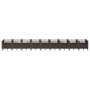 vidaXL Ζαρντινιέρα με Πασσάλους Καφέ 363,5x43,5x43,5εκ. Πολυπροπυλένιο