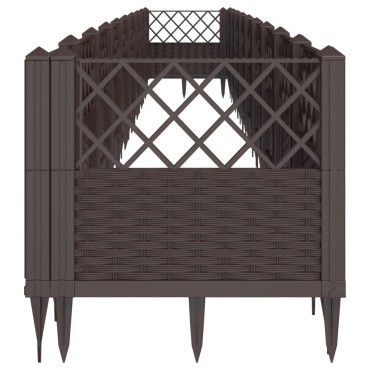 vidaXL Ζαρντινιέρα με Πασσάλους Καφέ 363,5x43,5x43,5εκ. Πολυπροπυλένιο