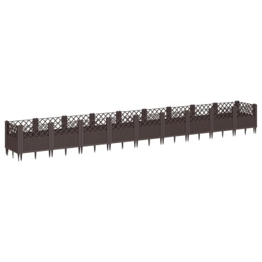 vidaXL Ζαρντινιέρα με Πασσάλους Καφέ 363,5x43,5x43,5εκ. Πολυπροπυλένιο