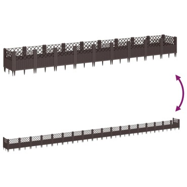 vidaXL Ζαρντινιέρα με Πασσάλους Καφέ 363,5x43,5x43,5εκ. Πολυπροπυλένιο