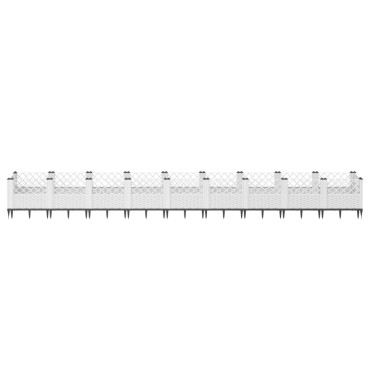 vidaXL Ζαρντινιέρα με Πασσάλους Λευκή 363,5x43,5x43,5εκ Πολυπροπυλένιο