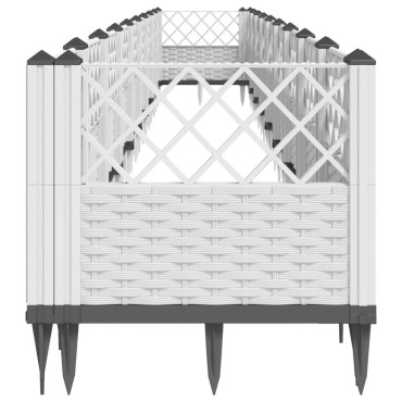 vidaXL Ζαρντινιέρα με Πασσάλους Λευκή 363,5x43,5x43,5εκ Πολυπροπυλένιο
