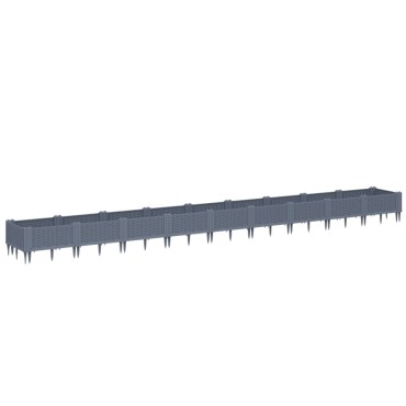 vidaXL Ζαρντινιέρα με Πασσάλους Μπλε Γκρι 362,5x42,5x28,5εκ. Πολυπροπυλένιο