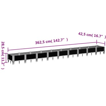 vidaXL Ζαρντινιέρα με Πασσάλους Μπλε Γκρι 362,5x42,5x28,5εκ. Πολυπροπυλένιο