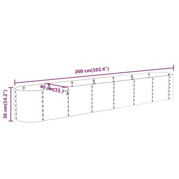 vidaXL Ζαρντινιέρα Πράσινη 260x40x36 εκ Ατσάλι με Ηλεκτρ. Βαφή Πούδρας