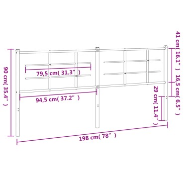 vidaXL Κεφαλάρι Μαύρο Μεταλλικό 198x3x90cm 1 τεμ.