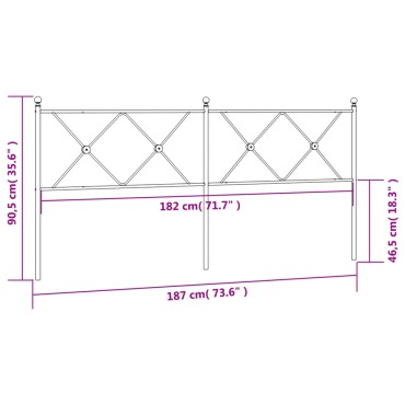 vidaXL Κεφαλάρι Μαύρο Μεταλλικό 187x3x90,5cm 1 τεμ.