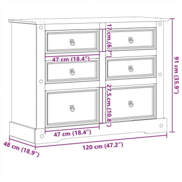 vidaXL Συρταριέρα Corona 112x48x91cm από Μασίφ Ξύλο Πεύκου