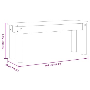 vidaXL Πάγκος Τραπεζαρίας Panama Λευκό 105x30x45cm Μασίφ Ξύλο Πεύκου 1 τεμ.