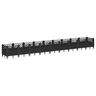 vidaXL Ζαρντινιέρα με Πασσάλους Μαύρη 363,5x43,5x43,5εκ Πολυπροπυλένιο