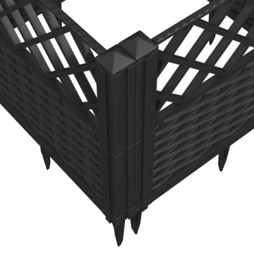 vidaXL Ζαρντινιέρα με Πασσάλους Μαύρη 363,5x43,5x43,5εκ Πολυπροπυλένιο