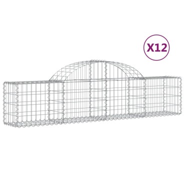 vidaXL Συρματοκιβώτια Τοξωτά 12 τεμ. 200x30x40/60 εκ. Γαλβαν. Ατσάλι