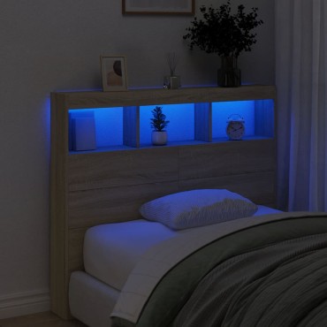 vidaXL Κεφαλάρι με Αποθηκευτικό Χώρο & LED Sonoma Δρυς 120x17x102cm 1 τεμ.