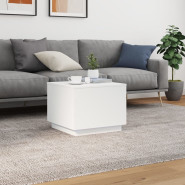 vidaXL Τραπεζάκι Σαλονιού με LED Λευκό 50x50x40cm 1 τεμ.