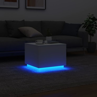 vidaXL Τραπεζάκι Σαλονιού με LED Λευκό 50x50x40cm 1 τεμ.