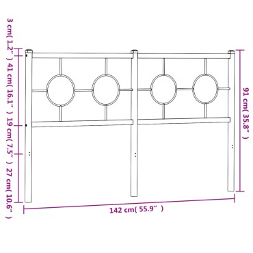 vidaXL Κεφαλάρι Μαύρο Μεταλλικό 142x3x91cm 1 τεμ.