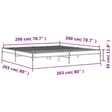 vidaXL Πλαίσιο Κρεβατιού Sonoma Δρυς 200x200 εκ. Επεξ. Ξύλο & Μέταλλο