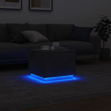 vidaXL Τραπεζάκι Σαλονιού με LED Γκρι Σκυροδέματος 50x50x40cm 1 τεμ.