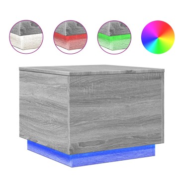 vidaXL Τραπεζάκι Σαλονιού με LED Γκρι Sonoma 50x50x40cm 1 τεμ.