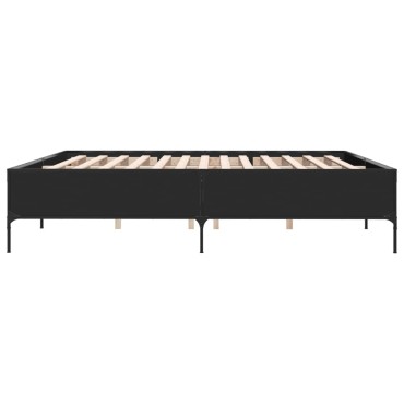 vidaXL Πλαίσιο Κρεβατιού Μαύρο 180 x 200 εκ. Επεξ. Ξύλο & Μέταλλο