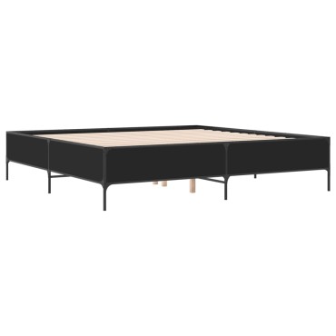 vidaXL Πλαίσιο Κρεβατιού Μαύρο 180 x 200 εκ. Επεξ. Ξύλο & Μέταλλο