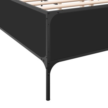 vidaXL Πλαίσιο Κρεβατιού Μαύρο 180 x 200 εκ. Επεξ. Ξύλο & Μέταλλο