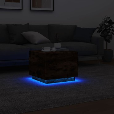 vidaXL Τραπεζάκι Σαλονιού με LED Καπνιστή δρυς 50x50x40cm 1 τεμ.