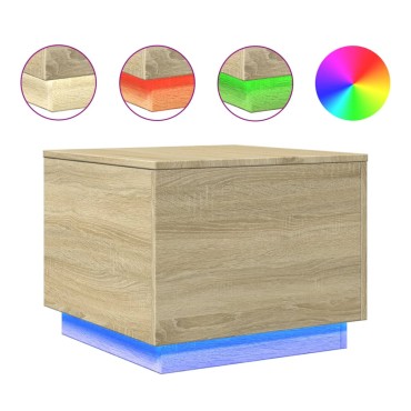 vidaXL Τραπεζάκι Σαλονιού με LED Sonoma Δρυς 50x50x40cm 1 τεμ.