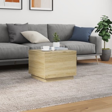 vidaXL Τραπεζάκι Σαλονιού με LED Sonoma Δρυς 50x50x40cm 1 τεμ.