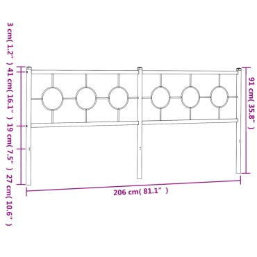 vidaXL Κεφαλάρι Λευκό Μεταλλικό 206x3x91cm 1 τεμ.