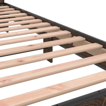 vidaXL Πλαίσιο Κρεβατιού Καφέ Δρυς 100x200cm Επεξ. Ξύλο & Μέταλλο 1 τεμ. - Μονό