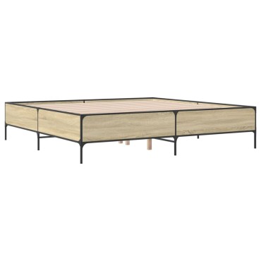 vidaXL Πλαίσιο Κρεβατιού Sonoma Δρυς 180x200 εκ. Επεξ. Ξύλο & Μέταλλο