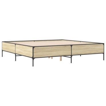 vidaXL Πλαίσιο Κρεβατιού Sonoma Δρυς 180x200 εκ. Επεξ. Ξύλο & Μέταλλο