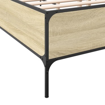 vidaXL Πλαίσιο Κρεβατιού Sonoma Δρυς 180x200 εκ. Επεξ. Ξύλο & Μέταλλο
